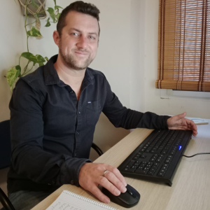 Chris in the office
